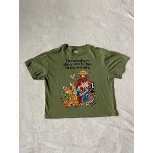 Olive smokey the bear cropped shirt